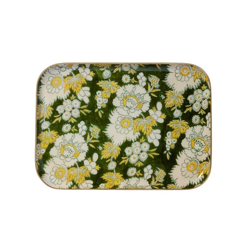 Plateau fleuri modèle XL - Vert et jaune