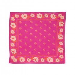 Foulard indien couleur fuchsia, imprimé au block print de la marque Bonheur du Jour - 100x100cm