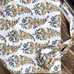 Totebag imprimé à fleurs en block print de couleur miel - Bungalow Denmark