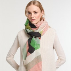 Foulard en laine, modèle Alchimie (vert gris) de la marque Ma Poésie