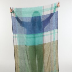 Foulard en laine, modèle Divine (bleu vert) de la marque Ma Poésie