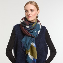 Foulard en laine, modèle Petra (bleu) de la marque Ma Poésie