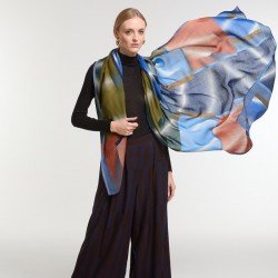 Foulard en laine, modèle Mystique (bleu vert) de la marque Ma Poésie