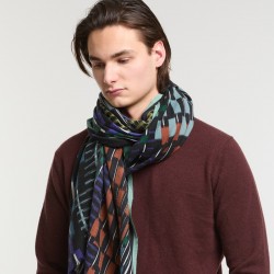 Foulard en laine, modèle Saccade (noir bleu) de la marque Ma Poésie