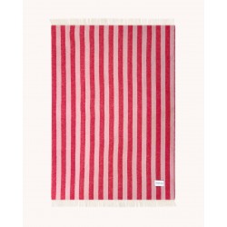Plaid 100% Laine à motif Rayures, rose & rouge - Maison Deux