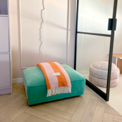 Plaid 100% Laine à motif Rayures irrégulières, rose & orange - Maison Deux