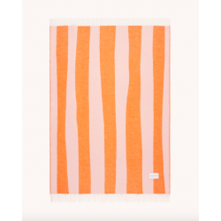 Plaid 100% Laine à motif Rayures irrégulières, rose & orange - Maison Deux