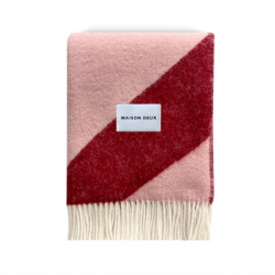 Plaid 100% Laine à motif Tourbillon, rose & bordeaux - Maison Deux