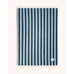 Plaid 100% Laine à motif Rayures, bleu clair & bleu foncé - Maison Deux