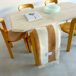 Plaid 100% Laine à motif Rayures irrégulières, camel - Maison Deux