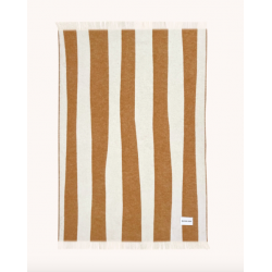 Plaid 100% Laine à motif Rayures irrégulières, camel - Maison Deux