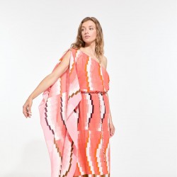 Robe Aurore, one shoulder à motifs quartz - Ma Poésie