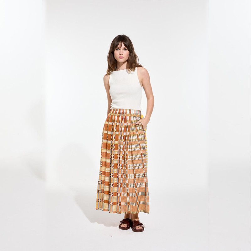 Jupe Juliette, à motifs ambre- Ma Poésie