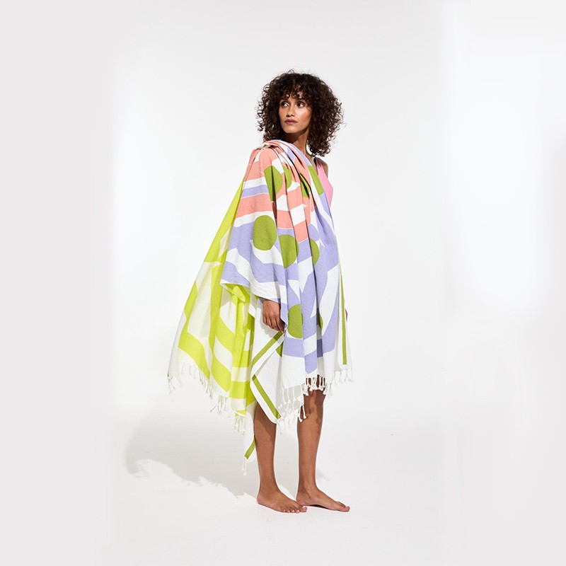 Drap de plage à motifs Bloom, couleur sun - Ma Poésie