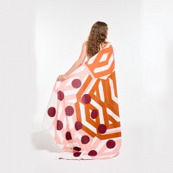 Drap de plage à motifs Bloom, couleur orange - Ma Poésie