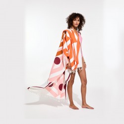 Drap de plage à motifs Bloom, couleur orange - Ma Poésie