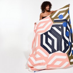 Drap de plage à motifs Bloom, couleur kaki - Ma Poésie