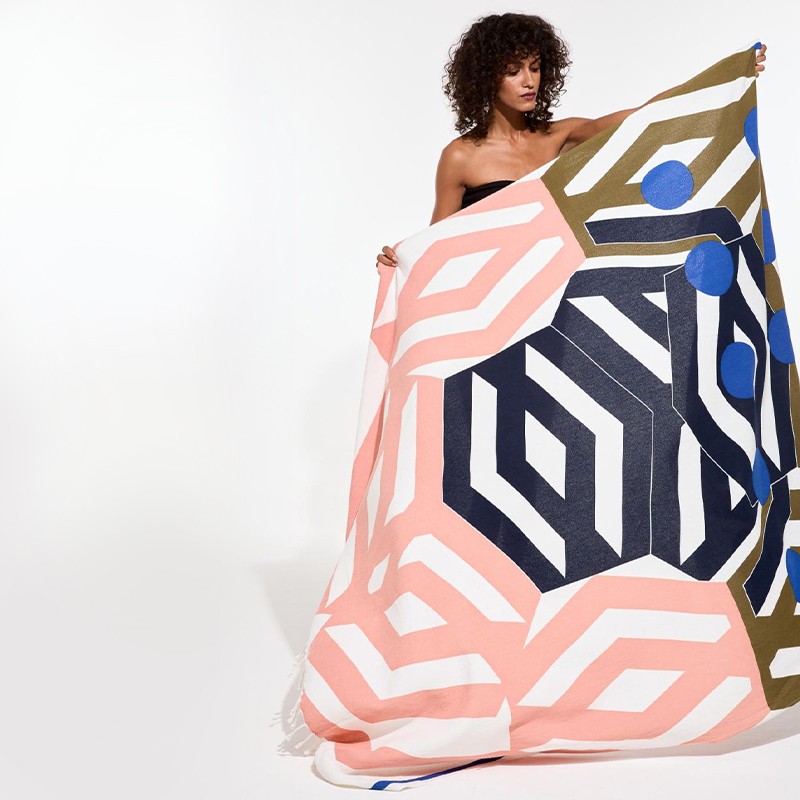 Drap de plage à motifs Bloom, couleur kaki - Ma Poésie