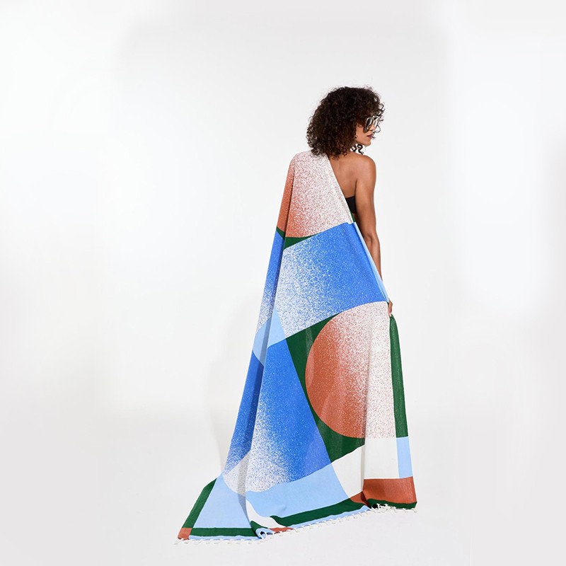 Drap de plage à motifs Sunrise, couleur bleu - Ma Poésie