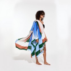 Drap de plage à motifs Sunrise, couleur bleu - Ma Poésie