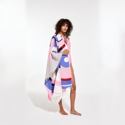 Drap de plage à motifs Olga, couleur rouge et bleu - Ma Poésie