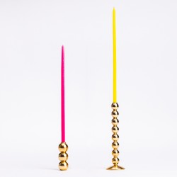 Bougeoir Perles et accumulation de Bougeoirs Gemmes en laiton massif - Maison Pechavy