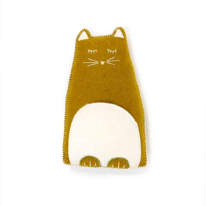 Coussin chat à poche en feutre de laine, de la marque Muskhane
