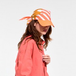 Casquette à nouer, motifs Sol, de couleur blush - Ma Poésie
