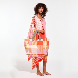 Drap de plage et sac à motifs Riviera, couleur blush - Ma Poésie