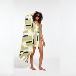 Drap de plage à motifs Arum, couleur lime - Ma Poésie