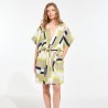 Kimono nid d'abeille à motifs Arum, couleur lime - Ma Poésie