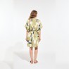 Kimono nid d'abeille à motifs Arum, couleur lime - Ma Poésie