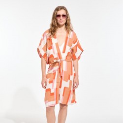 Kimono nid d'abeille à motifs Arum, couleur blush - Ma Poésie