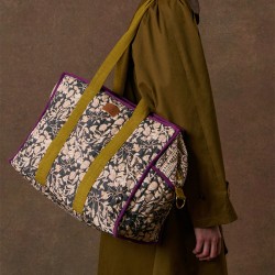 Sac 36h Lilio kaki et violet à motifs indien - Louise Misha