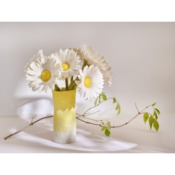 Tournesol XL blanc en feutre - Aveva Design - Fabriqué au Népal