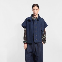 Veste oversize en jean bleu marine - Ma Poésie