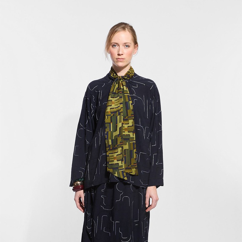 Lavallière à motifs Oscar, de couleur verte - Ma Poésie