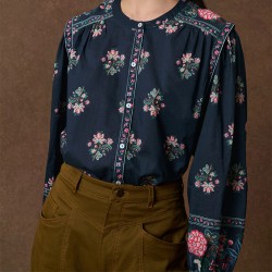 Blouse Jane à motifs indiens bleu nuit - Louise Misha