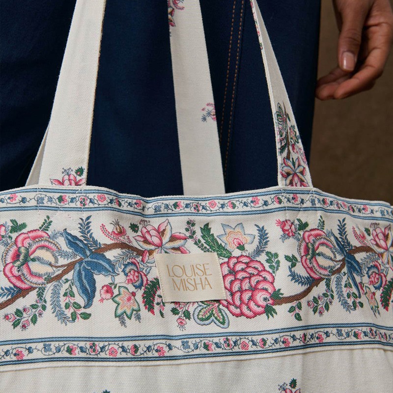 Sac tote bag Beverly à motifs indien crème - Louise Misha